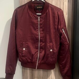 Ambiance Women's Burgundy Bomber Jacket